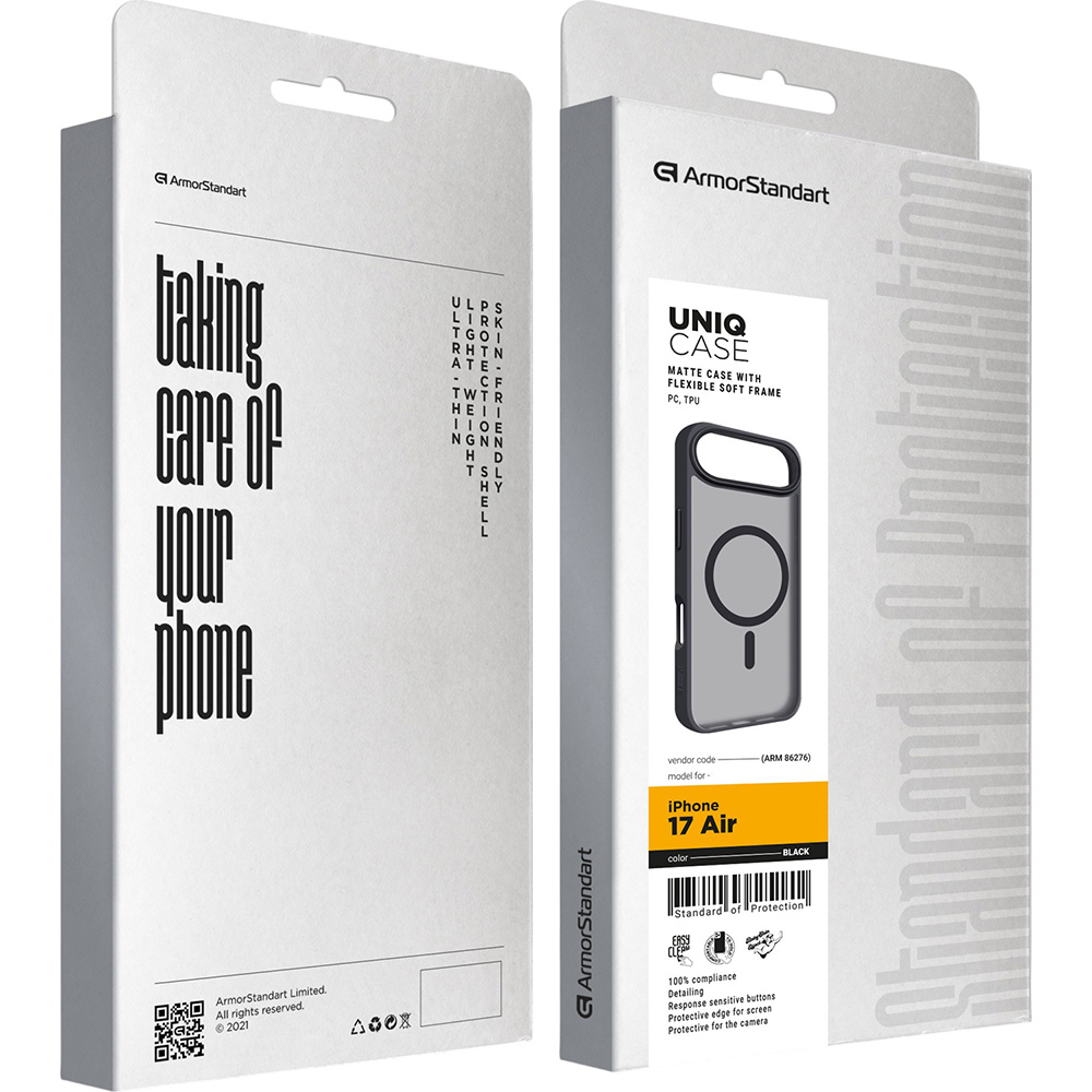 Чохол ARMORSTANDART Uniq MagCase для Apple iPhone 17 Air Black (ARM86276) Сумісність за моделлю Apple iPhone 17 Air
