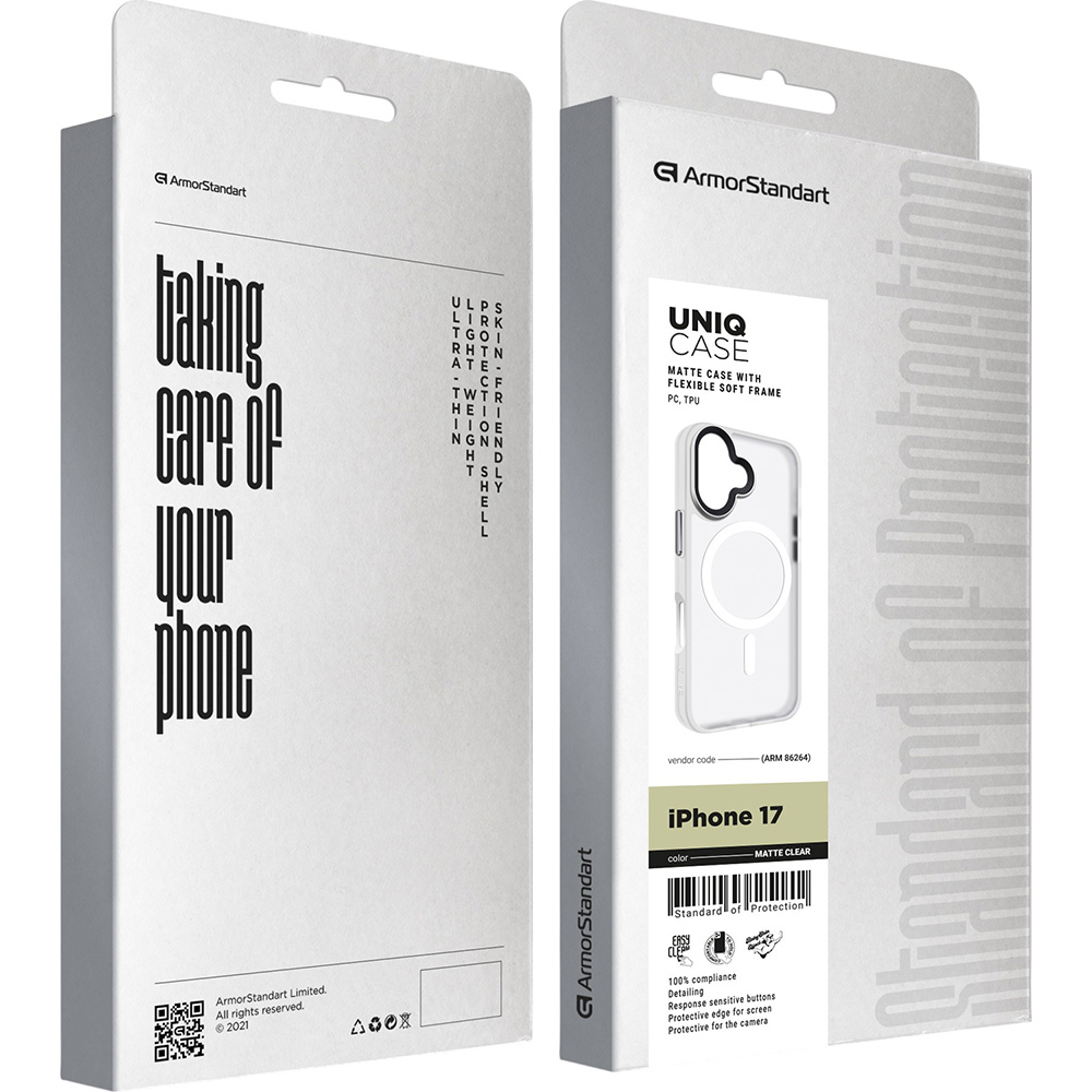 Чохол ARMORSTANDART Uniq MagCase для Apple iPhone 17 Matte Clear (ARM86264) Сумісність за моделлю Apple iPhone 17