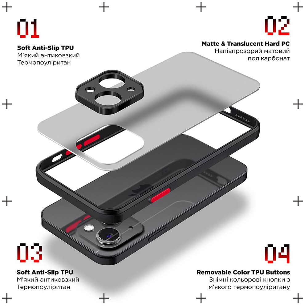 Чохол ARMORSTANDART Frosted Matte для Xiaomi Redmi 13 4G/Poco M6 4G Black (ARM78268) Сумісність за моделлю Poco M6 4G