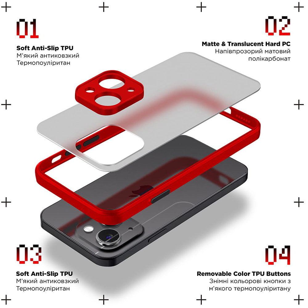 Чохол ARMORSTANDART Frosted Matte для Xiaomi Redmi 13 4G/Poco M6 4G Red (ARM78271) Сумісність за моделлю Xiaomi Redmi 13