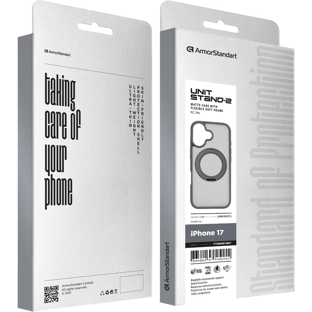 Зовнішній вигляд Чохол ARMORSTANDART Unit Stand2 для Apple iPhone 17 Titanium Grey (ARM86331)