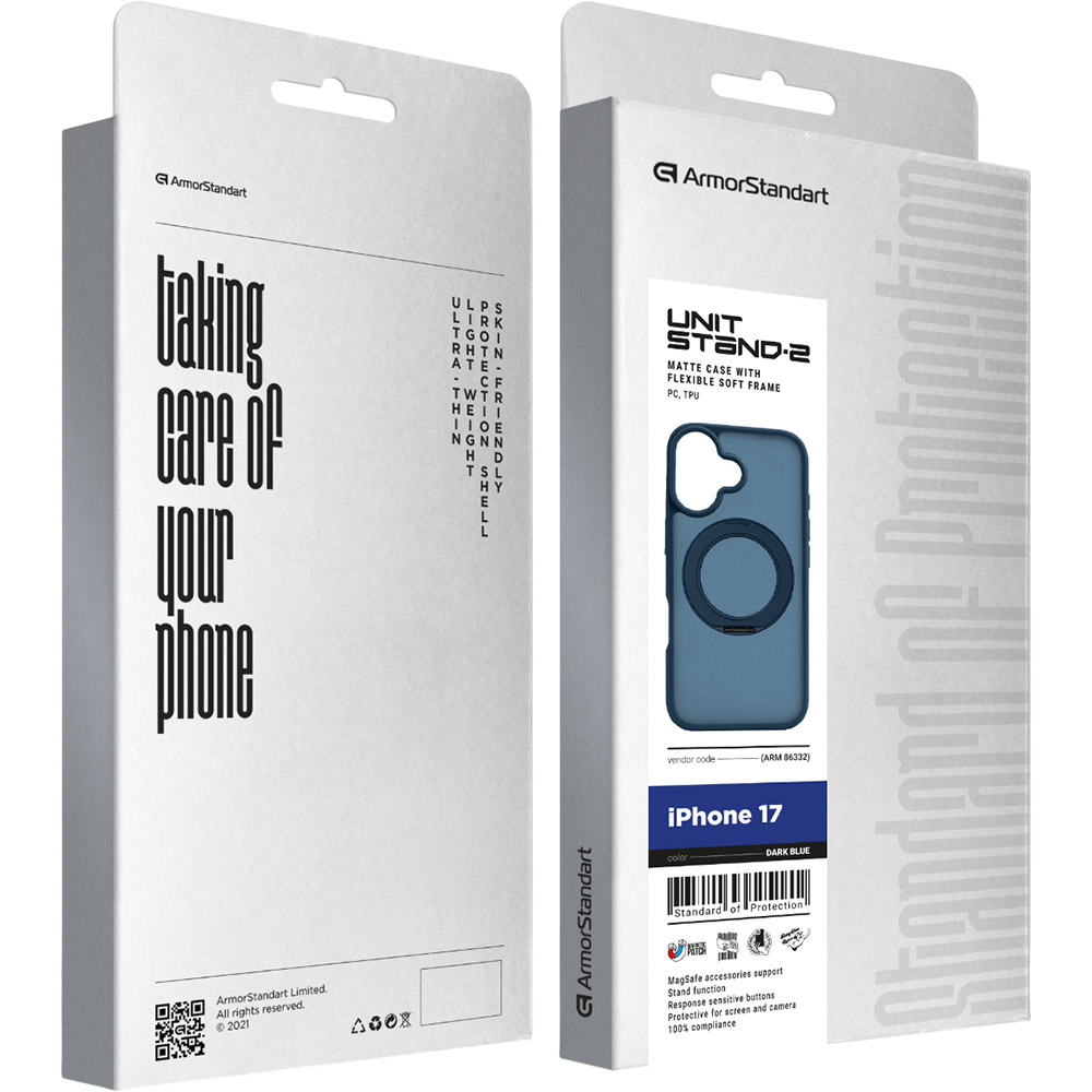 Зовнішній вигляд Чохол ARMORSTANDART Unit Stand2 для Apple iPhone 17 Dark Blue (ARM86332)