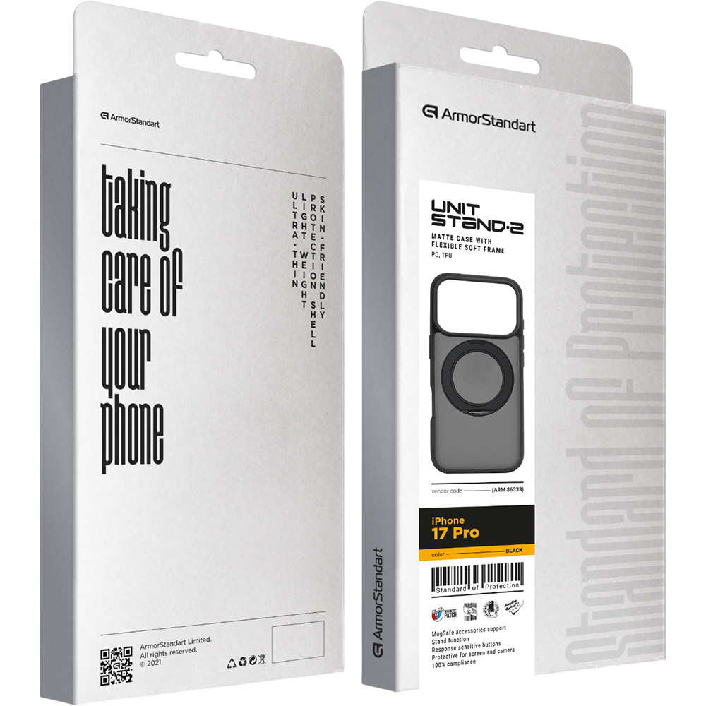 Зовнішній вигляд Чохол ARMORSTANDART Unit Stand2 для Apple iPhone 17 Pro Black (ARM86333)