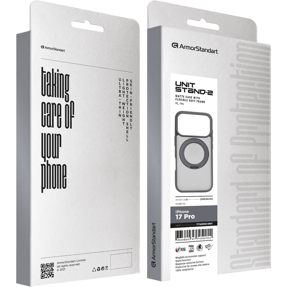 Зовнішній вигляд Чохол ARMORSTANDART Unit Stand2 для Apple iPhone 17 Pro Titanium Grey (ARM86335)
