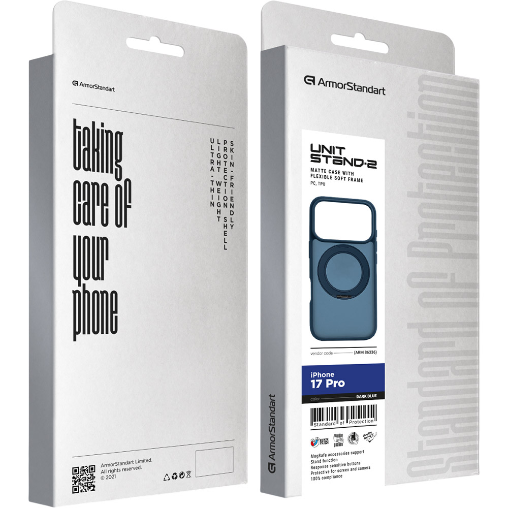 Внешний вид Чехол ARMORSTANDART Unit Stand2 для Apple iPhone 17 Pro Dark Blue (ARM86336)