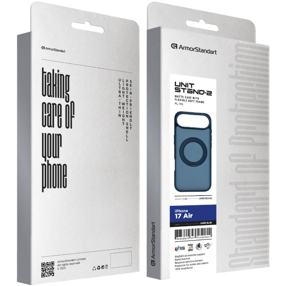 Зовнішній вигляд Чохол ARMORSTANDART Unit Stand2 для Apple iPhone 17 Air Dark Blue (ARM86344)