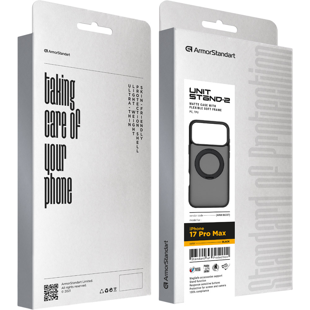 Зовнішній вигляд Чохол ARMORSTANDART Unit Stand2 для Apple iPhone 17 Pro Max Black (ARM86337)