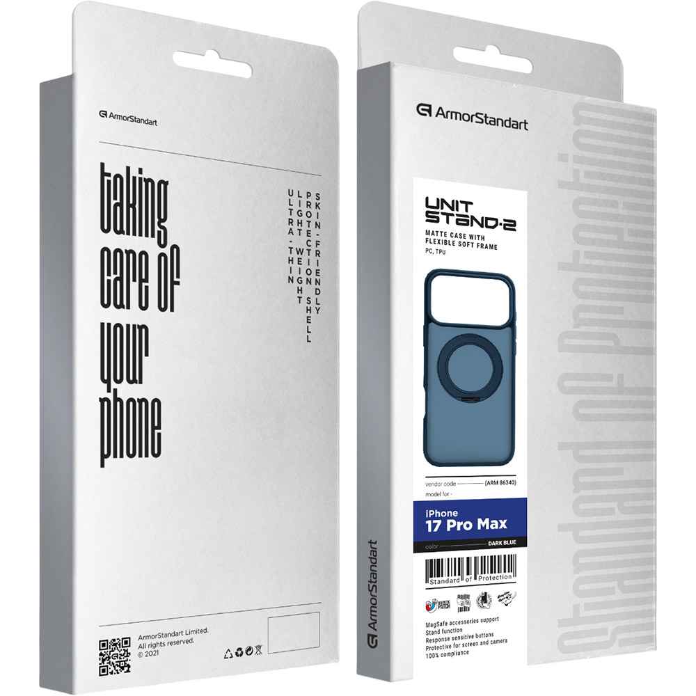 Зовнішній вигляд Чохол ARMORSTANDART Unit Stand2 для Apple iPhone 17 Pro Max Dark Blue (ARM86340)