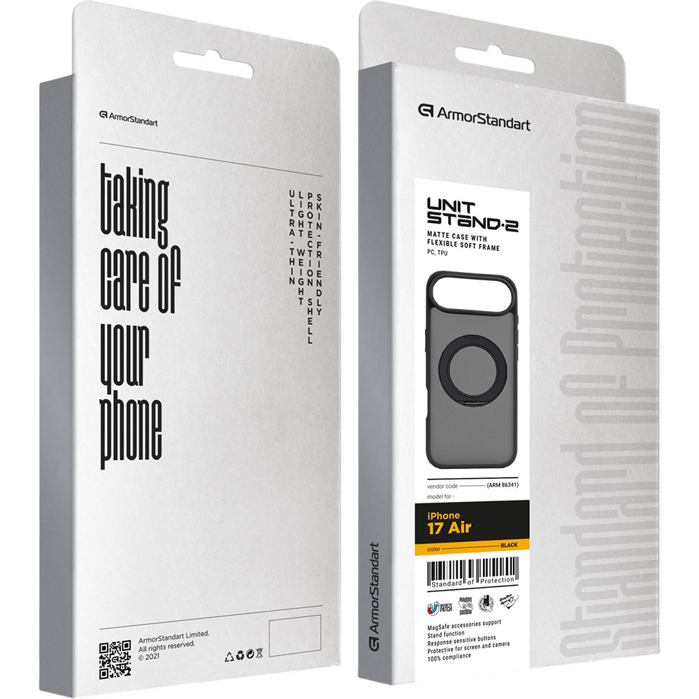Внешний вид Чехол ARMORSTANDART Unit Stand2 для Apple iPhone 17 Air Black (ARM86341)