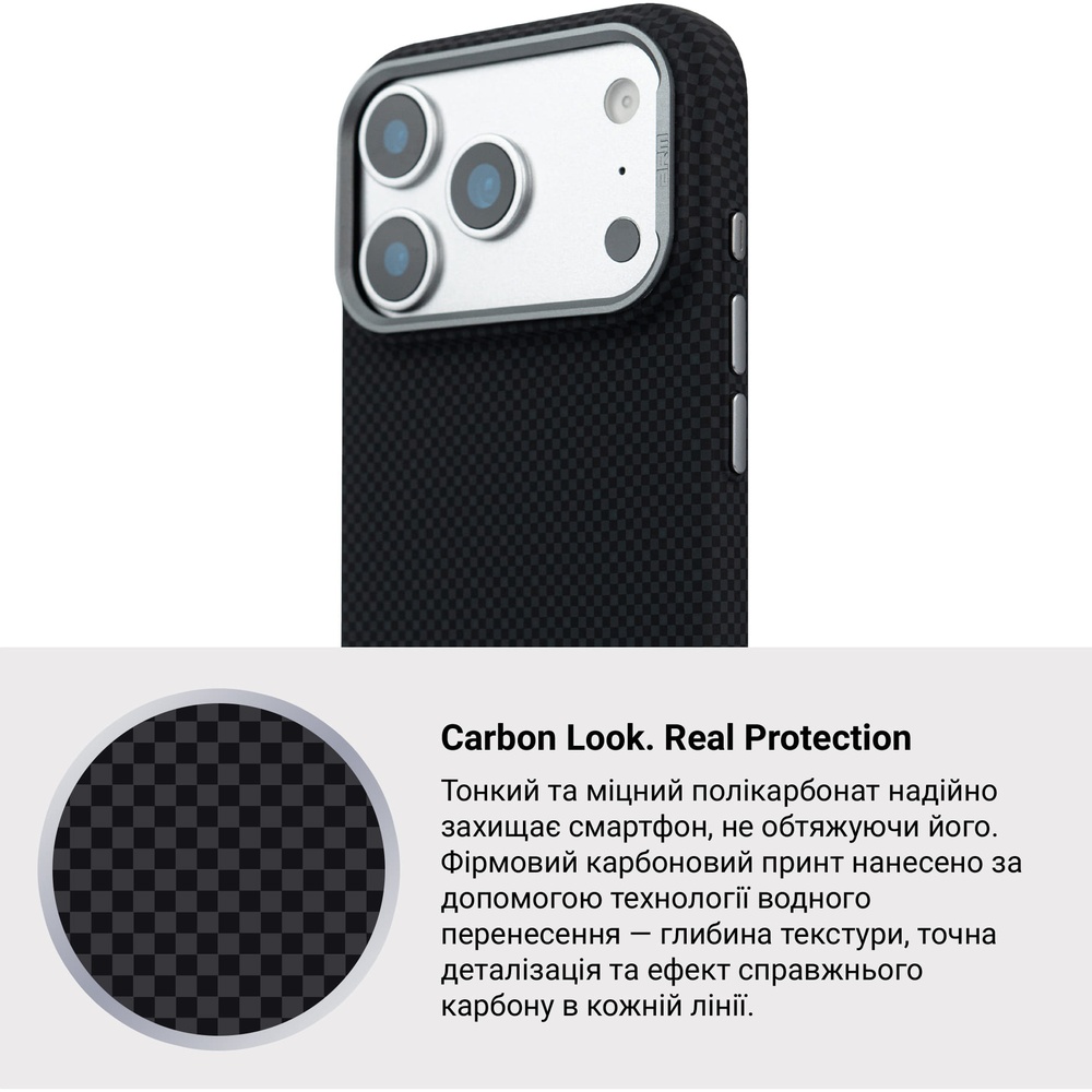 Фото Чохол ArmorStandart LikeCarbon2 MagCase для Apple iPhone 17 Pro Kevlar Black (ARM88378)