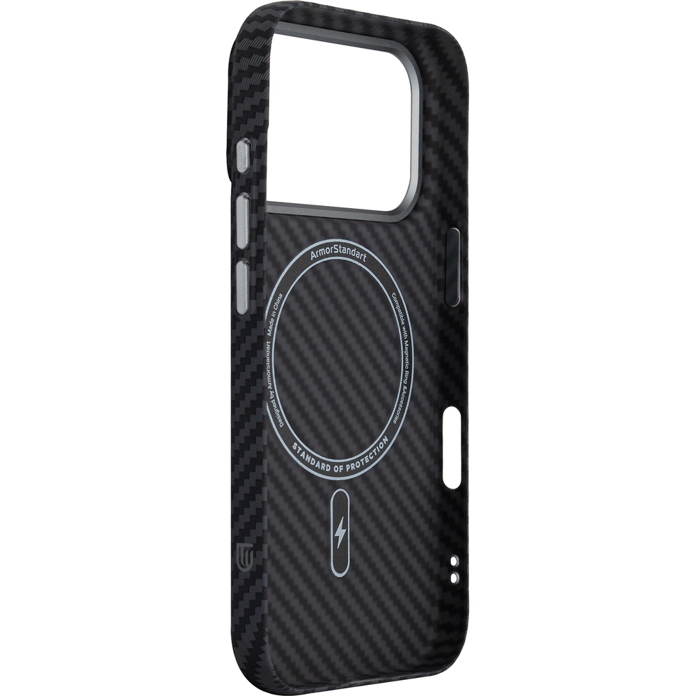 Чохол ArmorStandart LikeCarbon2 MagCase для Apple iPhone 17 Pro Kevlar Black (ARM88378) Матеріал полікарбонат