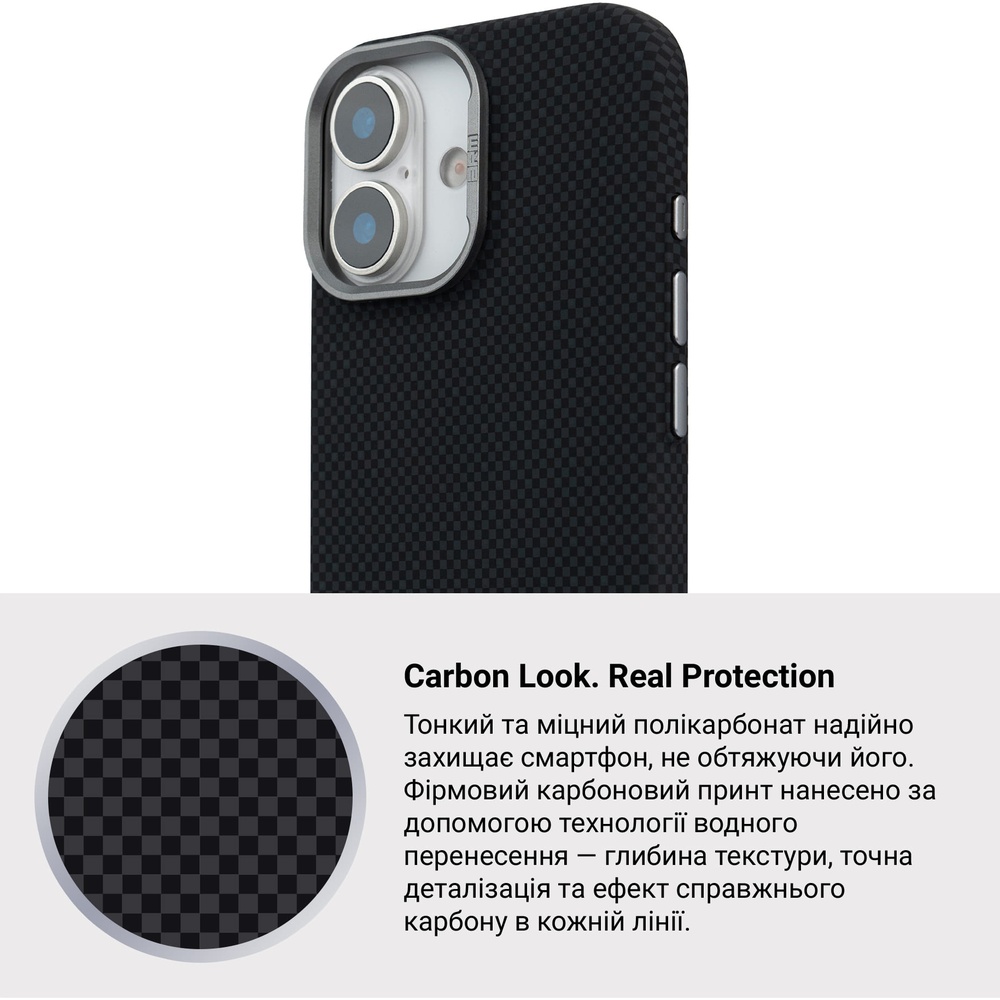 Фото Чохол ArmorStandart LikeCarbon2 MagCase для Apple iPhone 17 Kevlar Black (ARM88379)
