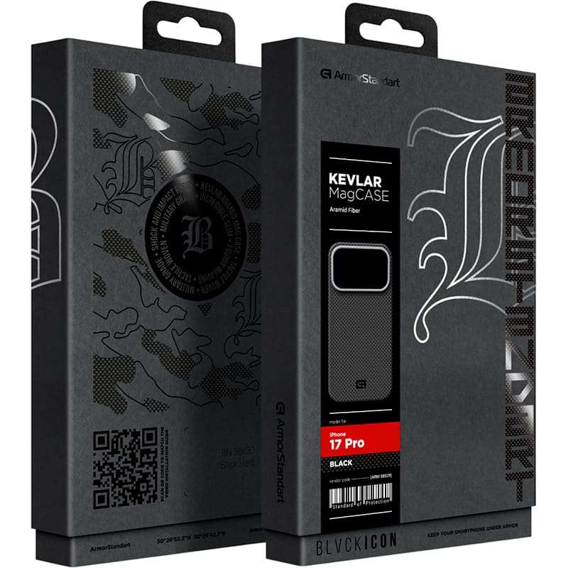 Изображение Чехол ARMORSTANDART BlackIcon Kevlar MagCase для Apple iPhone 17 Pro Black (ARM88529)