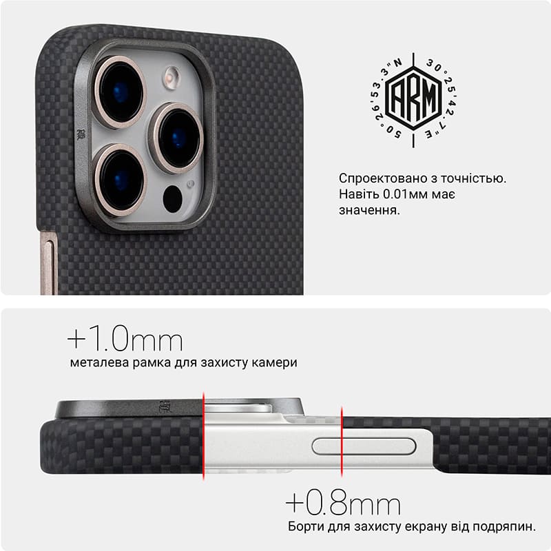 Зовнішній вигляд Чохол ARMORSTANDART BlackIcon Kevlar MagCase для Apple iPhone 15 Pro Black (ARM88536)