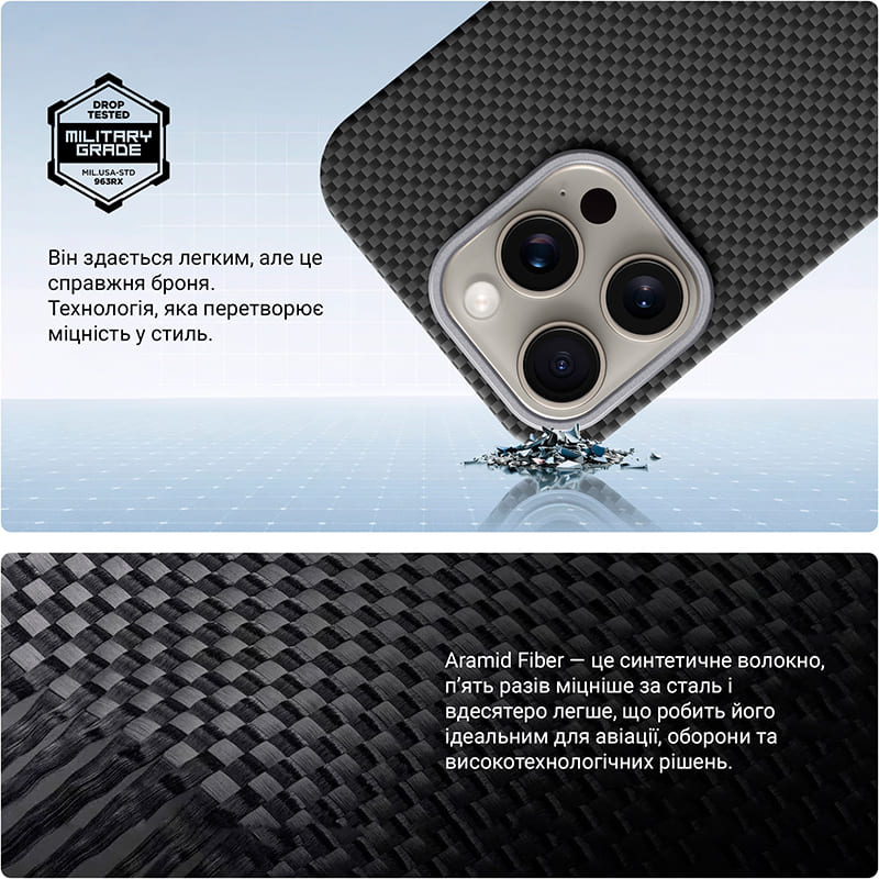 Чохол ARMORSTANDART BlackIcon Kevlar MagCase для Apple iPhone 15 Pro Max Black (ARM88537) Колір чорний