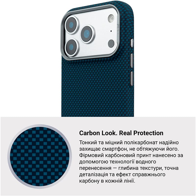Фото Чохол ARMORSTANDART LikeCarbon2 MagCase для Apple iPhone 17 Pro Max Kevlar Dark Blue (ARM88553)