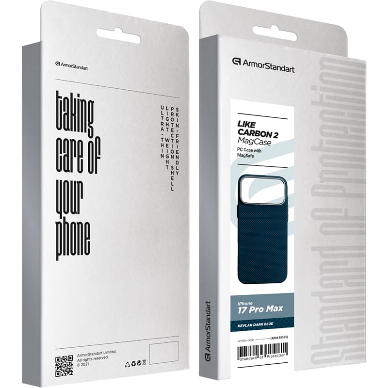 Замовити Чохол ARMORSTANDART LikeCarbon2 MagCase для Apple iPhone 17 Pro Max Kevlar Dark Blue (ARM88553)