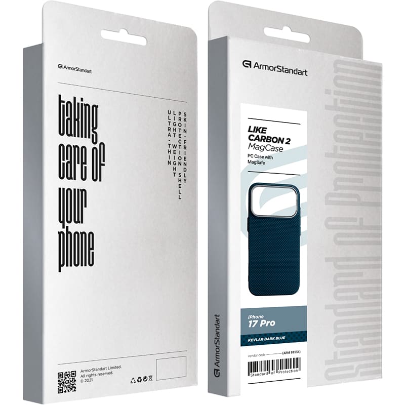 Заказать Чехол ARMORSTANDART LikeCarbon2 MagCase для Apple iPhone 17 Pro Kevlar Dark Blue (ARM88554)
