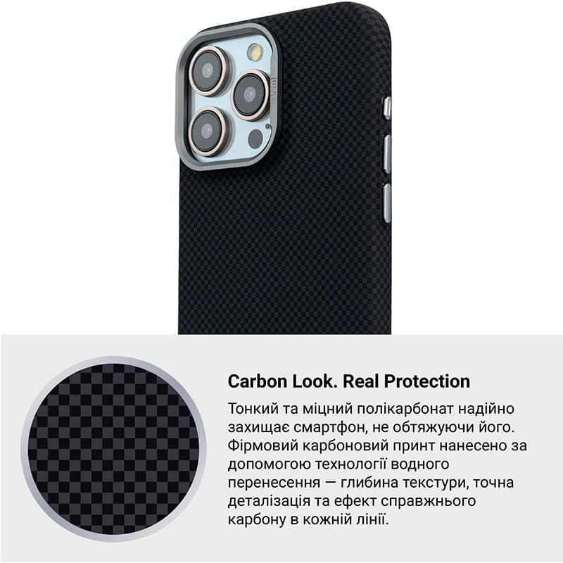 Фото Чехол ARMORSTANDART LikeCarbon2 MagCase для Apple iPhone 15 Pro Max Kevlar Black (ARM88590)