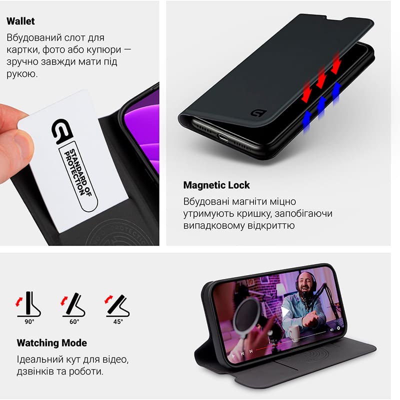 Чехол ARMORSTANDART OneFold Case для Infinix Hot 60 Pro 4G Black (ARM88697) Цвет черный