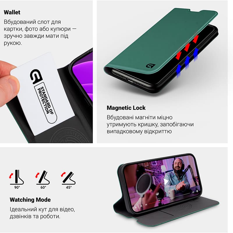 Чохол ARMORSTANDART OneFold Case для Infinix Hot 60 Pro 4G Green (ARM88698) Колір зелений