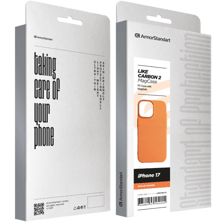 Замовити Чохол ARMORSTANDART LikeCarbon2 MagCase для Apple iPhone 17 Kevlar Orange (ARM88614)