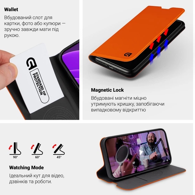 Чохол ARMORSTANDART OneFold Case для Apple iPhone 17 Pro Orange (ARM88739) Тип чохол-книжка