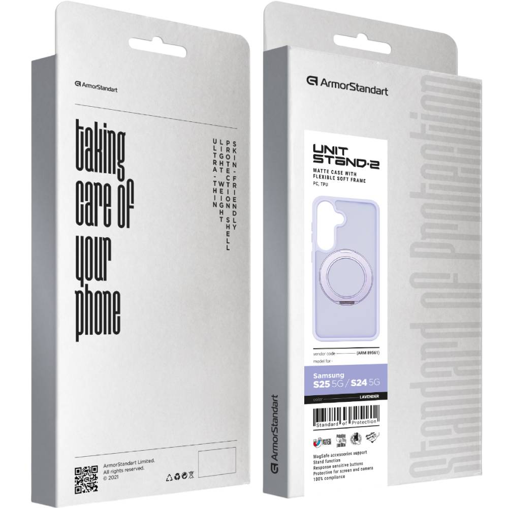 Зовнішній вигляд Чохол ARMORSTANDART Unit Stand2 для Samsung S25 5G/S24 5G Lavender (ARM89561)