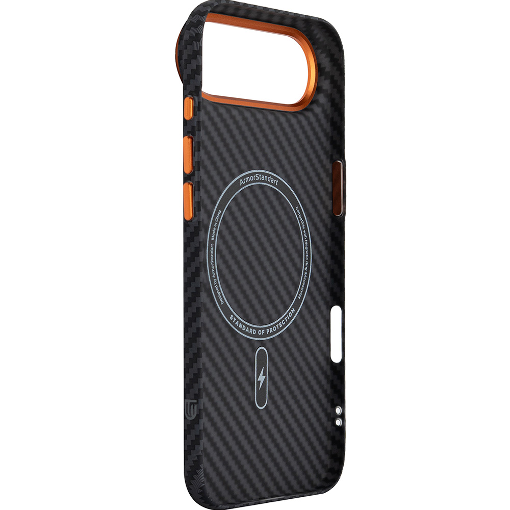 Чехол ARMORSTANDART LikeCarbon2 SE MagCase для Apple iPhone 17 Air Black Orange (ARM89155) Цвет черный
