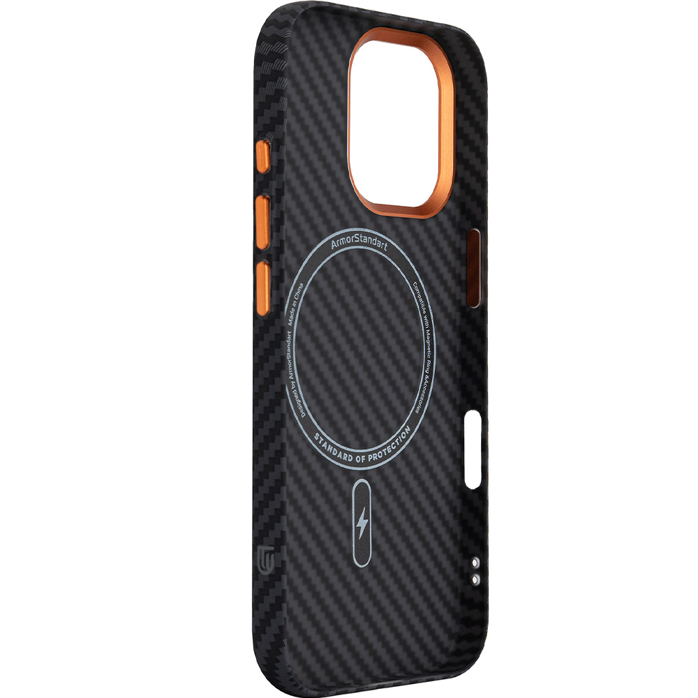 Чехол ARMORSTANDART LikeCarbon2 SE MagCase для Apple iPhone 17 Black Orange (ARM89160) Цвет черный