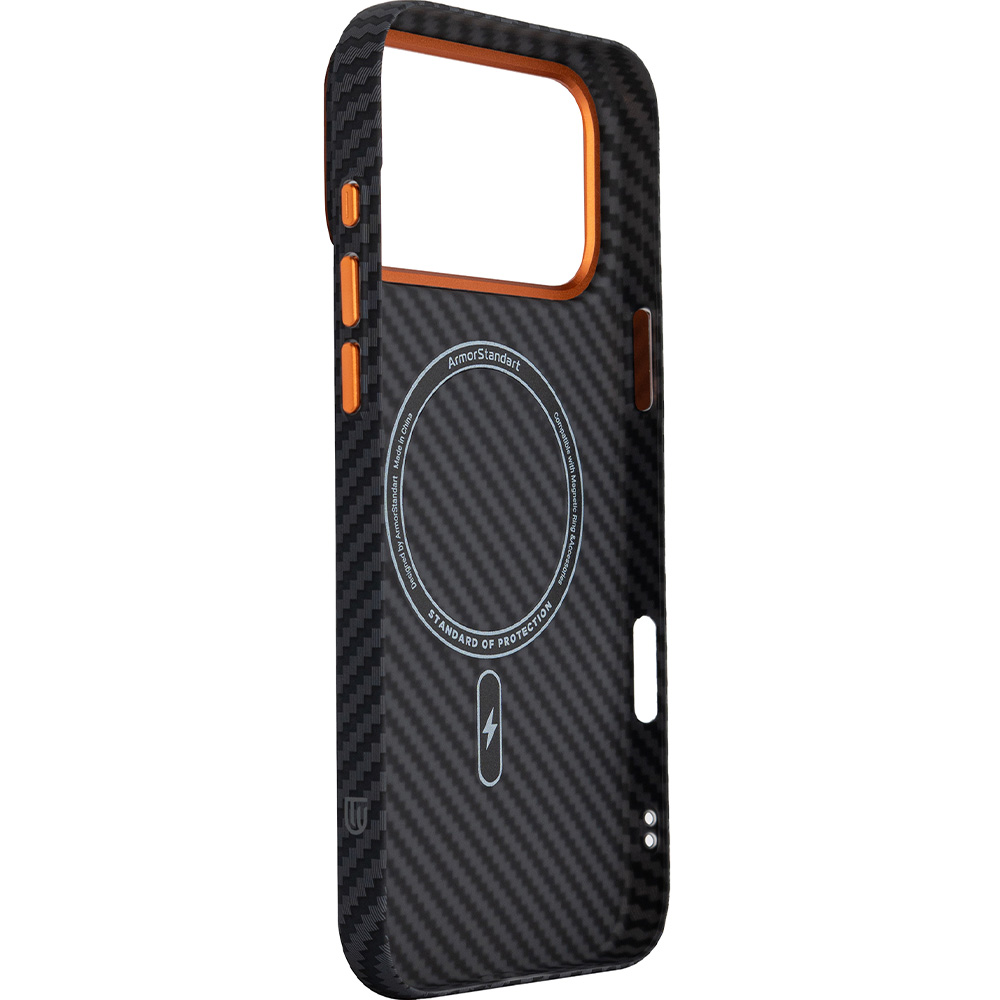 Чехол ARMORSTANDART LikeCarbon2 SE MagCase для Apple iPhone 17 Pro Max Black Orange (ARM89162) Цвет черный