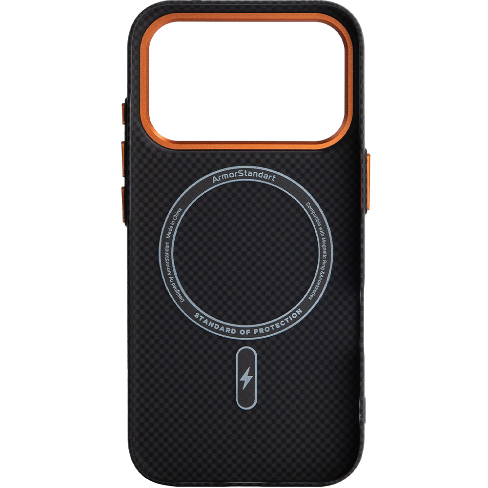 Чохол ARMORSTANDART LikeCarbon2 SE MagCase для Apple iPhone 17 Pro Kevlar Black Orange (ARM89164) Сумісність за моделлю Apple iPhone 17 Pro