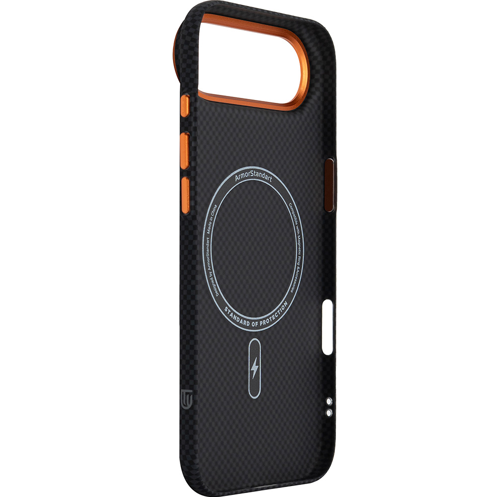 Чехол ARMORSTANDART LikeCarbon2 SE MagCase для Apple iPhone 17 Air Kevlar Black Orange (ARM89166) Цвет черный
