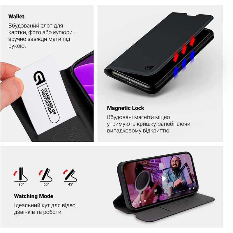 Чехол ARMORSTANDART OneFold Case для Xiaomi Redmi Note 15 4G Black (ARM89724) Цвет черный