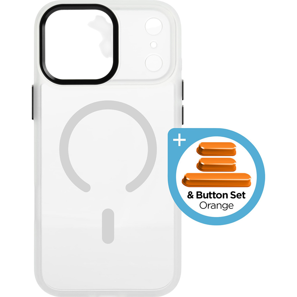 Чохол ARMORSTANDART Чохол Unit-C MagCase для Apple iPhone 17 Pro Matte Clear + Orange Button Set (ARM90586)