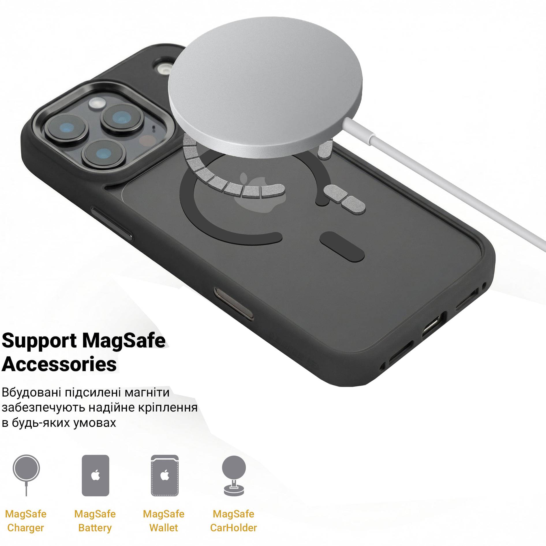 Чохол ArmorStandart Unit-C MagCase для Apple iPhone 17 Pro Max Black (ARM87913) Тип чохол-накладка