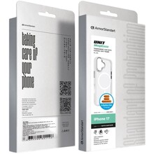 Чехол ARMORSTANDART Unit MagCase Apple iPhone 17 Matte Clear Silver + Orange Button Set (ARM90581)