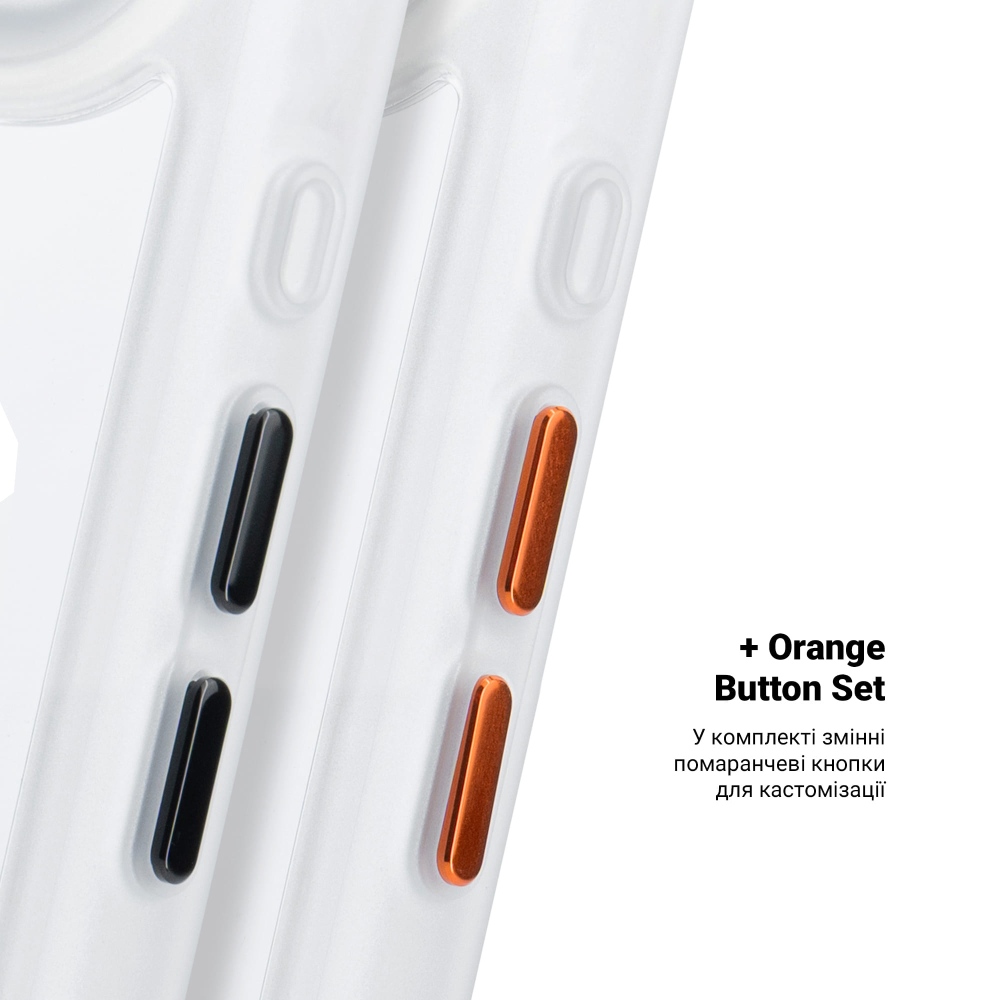 Чохол ARMORSTANDART Unit MagCase Apple iPhone 17 Air Matte Clear Silver + Orange Button Set (ARM90583) Колір сріблястий