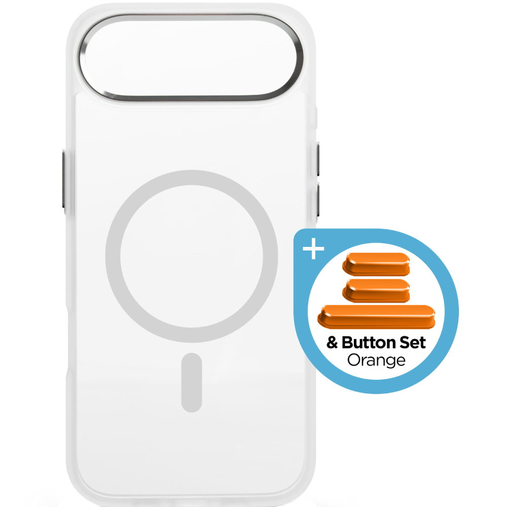 Чохол ARMORSTANDART Unit MagCase Apple iPhone 17 Air Matte Clear Silver + Orange Button Set (ARM90583)