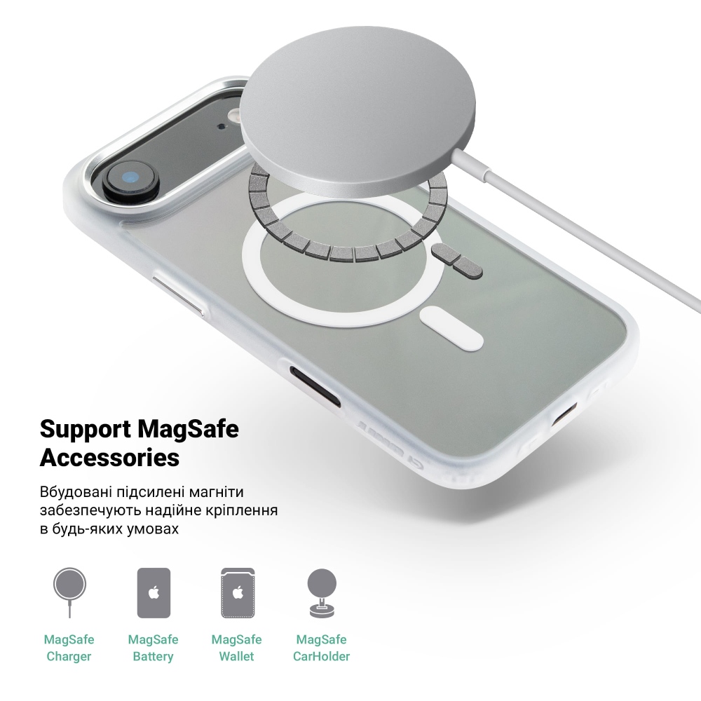 Чохол ARMORSTANDART Unit MagCase Apple iPhone 17 Air Matte Clear Silver + Orange Button Set (ARM90583) Тип чохол-накладка