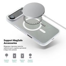 Чохол ARMORSTANDART Unit MagCase Apple iPhone 17 Air Matte Clear Silver + Orange Button Set (ARM90583)