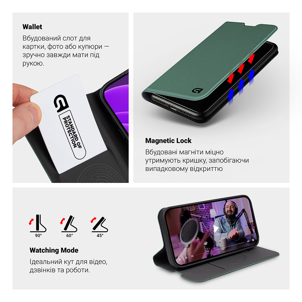 Чохол ARMORSTANDART OneFold Case для Xiaomi Redmi Note 15 5G / Poco M8 5G Green (ARM89984) Тип чохол-книжка