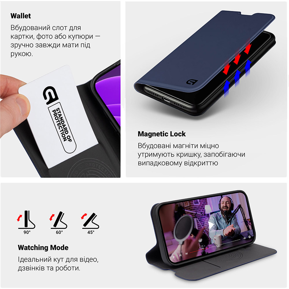 Чехол ARMORSTANDART OneFold Case для Xiaomi Redmi Note 15 Pro 5G Dark Blue Цвет синий