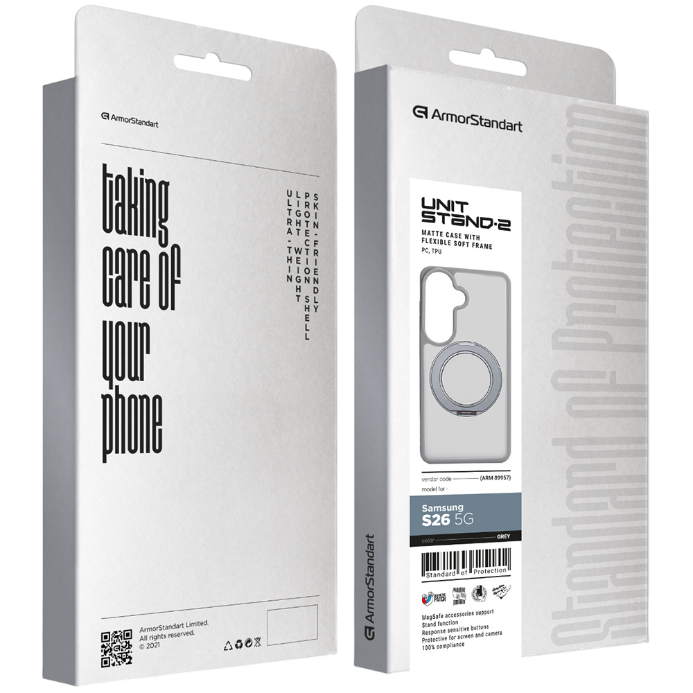 Зовнішній вигляд Чохол ARMORSTANDART Unit Stand2 для Samsung S26 5G Grey (ARM89957)