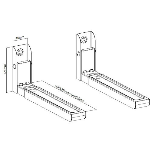 Кронштейн BRATECK MB-6 S Дополнительно расстояние от стены 325 - 492 мм