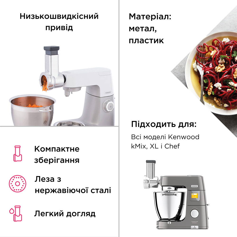 Насадка терка-скиборізка KENWOOD KAX643 Матеріал сталь