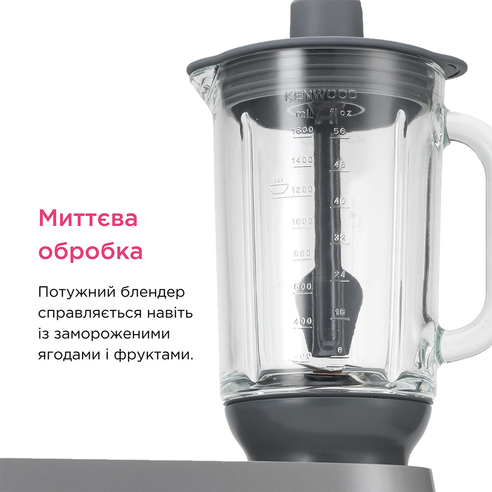 Насадка блендер KENWOOD KAH359GL Материал термостойкое стекло «ThermoResist», лезвия из нержавеющей стали