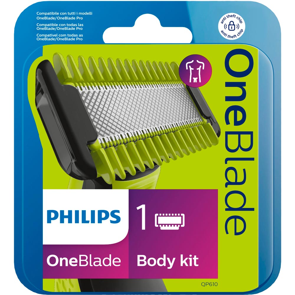 Леза з насадками для тіла Philips OneBlade QP610/50 Особливості насадка для захисту чутливих ділянок шкіри