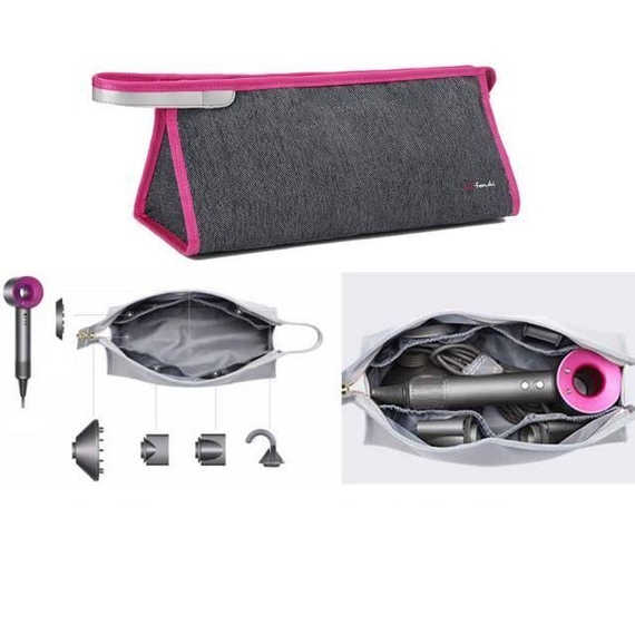 Сумка для зберігання фена або стайлера DYSON DY101 Fuchsia/Grey Сумісність Підходить для фена Dyson Supersonic, стайлера Dyson Airwrap, випрямляча Dyson Corrale та аналогічних виробів інших брендів