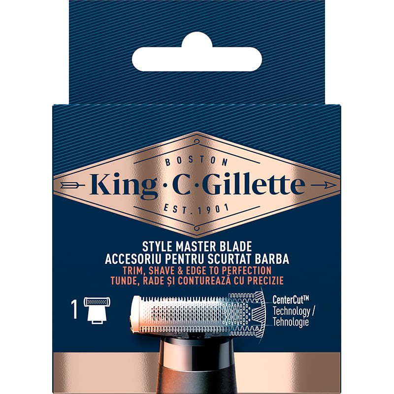 Змінне лезо GILLETTE King C. Style Master (7702018602148) Особливості 4D-лезо для гоління у 4-х напрямках; Довговічне змінне лезо, яке залишається гострим до 6 місяців гоління